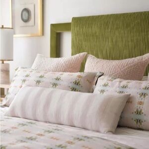 NWT Annie Selke pair Parisienne velvet quilted EURO pillow shams slipper pink